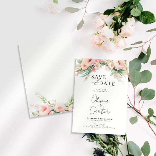 Save The Date Mariage Floral Aquarelle Rose