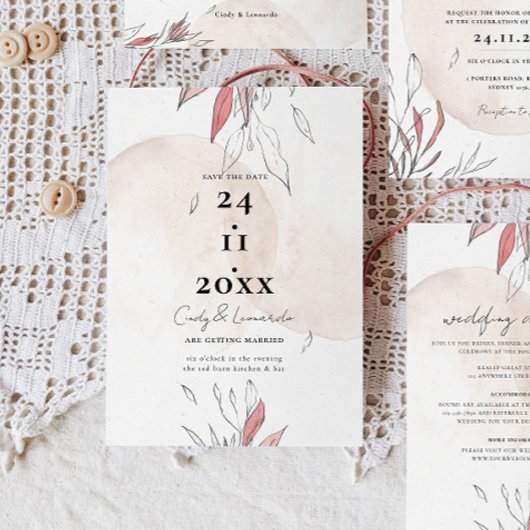 Save The Date Mariage Floral Aquarelle Terreuse Rustique