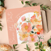 Save The Date Mariage Floral Arch Orange Peach moderne