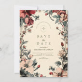 Save The Date Mariage Floral Art Nouveau élégant (Devant)