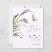 Save The Date Mariage floral au lys violet (Devant)