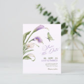 Save The Date Mariage floral au lys violet (Debout devant)