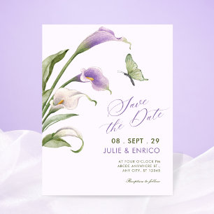 Save The Date Mariage floral au lys violet