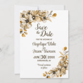 Save The Date Mariage Floral Automnal à l'Aquarelle (Devant)