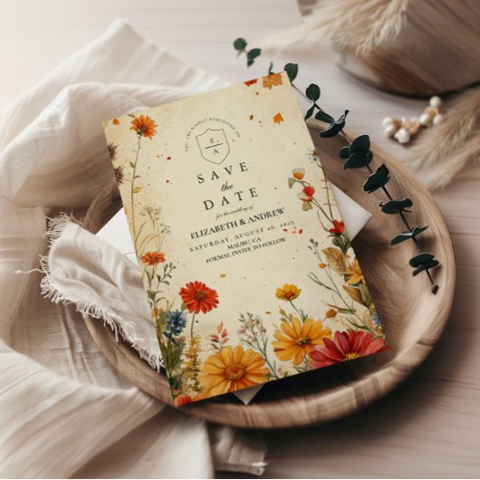 Save The Date Mariage Floral Automnal Audacieux