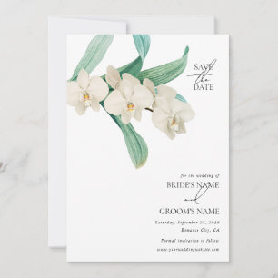 Save The Date Mariage Floral aux Orchidées Blanches Aquarelle