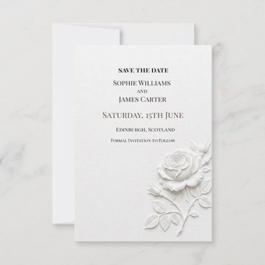 Save The Date Mariage Floral Blanc (Devant)
