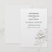 Save The Date Mariage Floral Blanc (Devant / Derrière)