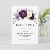 Save The Date Mariage floral blanc blanc blanc blanc de prune d' (Debout devant)
