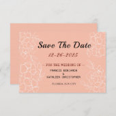 Save The Date Mariage floral blanc de corail moderne (Devant / Derrière)