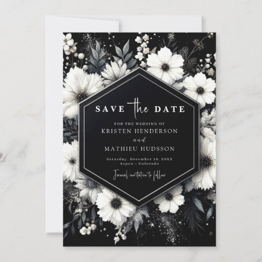Save The Date Mariage floral blanc d'élégance simple (Devant)