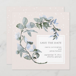Save The Date Mariage Floral Bleu Chic Sauvez la date
