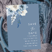 Save The Date Mariage floral bleu et blanc moderne