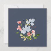 Save The Date Mariage floral bleu et rose simple Boho (Dos)