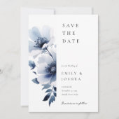 Save The Date Mariage floral bleu marine (Devant)