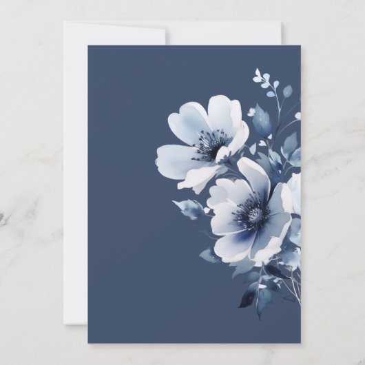 Save The Date Mariage floral bleu marine (Dos)