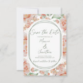 Save The Date Mariage floral bleu rustique Sage Green (Devant)