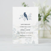 Save The Date Mariage Floral Blue Bird (Debout devant)