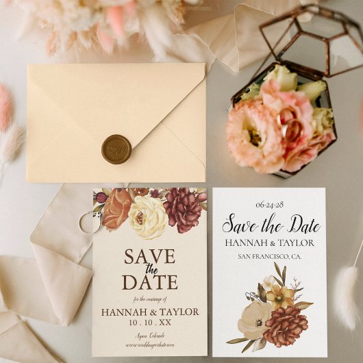 Save The Date Mariage Floral Bohème Rustique d'Automne Photo