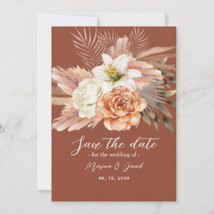 Save The Date Mariage Floral Bohème Rustique en Terracotta