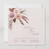 Save The Date Mariage Floral Bohème Terracotta et Herbe de Pampa (Devant)