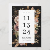 Save The Date Mariage Floral Boho noir | Rustique Moody Dark Fal (Devant)