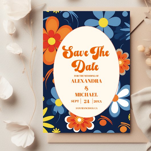 Save The Date Mariage Floral Boho Rétro