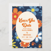 Save The Date Mariage Floral Boho Rétro (Devant)