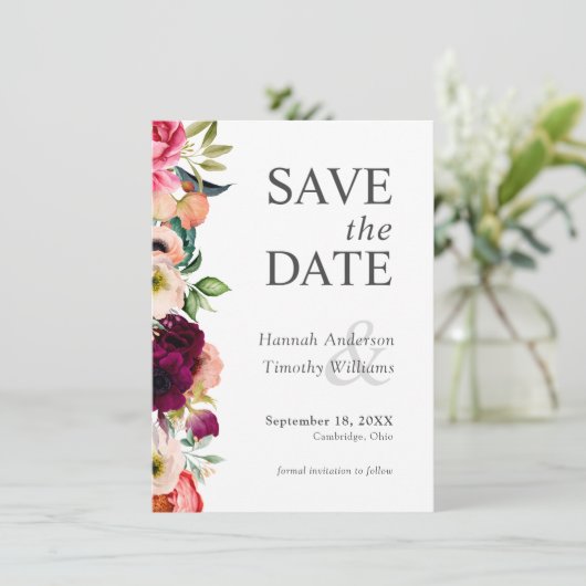 Save The Date Mariage floral Boho rustique Enregistrer la date (Debout devant)