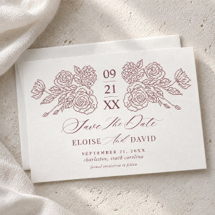 Save The Date Mariage Floral Brodé de Style Ancien