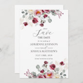 Save The Date Mariage floral Broussou et Bourgogne (Devant / Derrière)