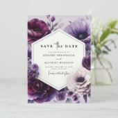 Save The Date Mariage floral chic et violet modifiable (Debout devant)
