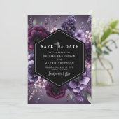 Save The Date Mariage floral chic moderne violet (Debout devant)