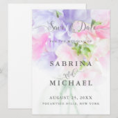SAVE THE DATE MARIAGE FLORAL CHIC POIS DE SENTEUR (Devant / Derrière)