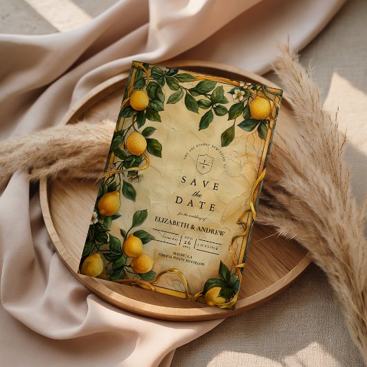 Save The Date Mariage Floral Citron de Toscane