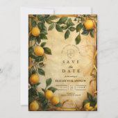 Save The Date Mariage Floral Citron de Toscane (Devant)