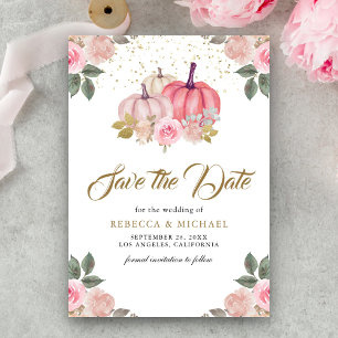 Save The Date Mariage Floral Citrouille Or Rose