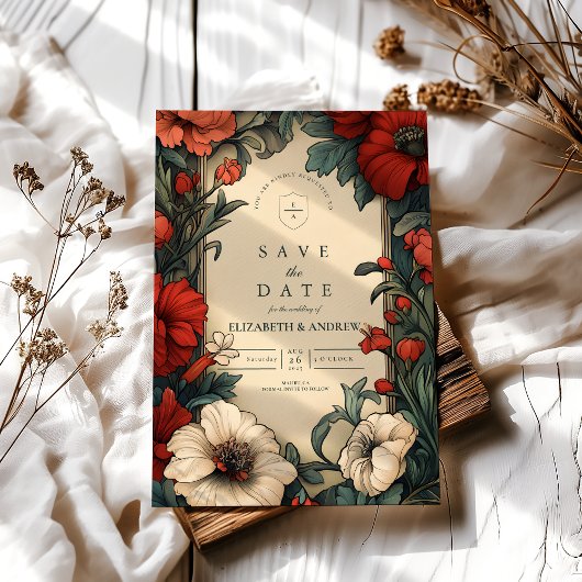 Save The Date Mariage floral classique Art nouveau