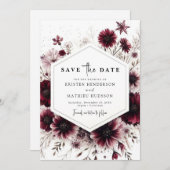 Save The Date Mariage floral classique de Bourgogne (Devant / Derrière)