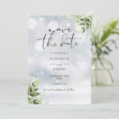 Save The Date Mariage Floral Code QR de la Végétation d'Hiver (Debout devant)