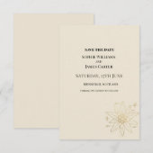 Save The Date Mariage floral crème et or (Devant / Derrière)