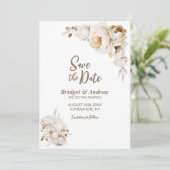 Save The Date Mariage Floral Crème Rustique (Debout devant)