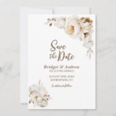 Save The Date Mariage Floral Crème Rustique (Devant)