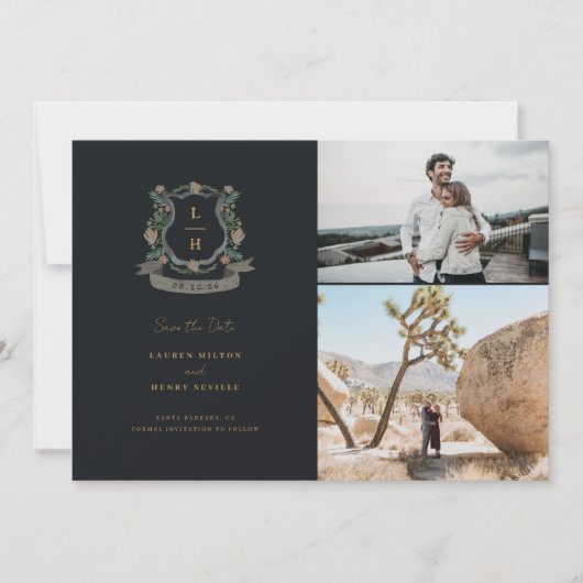 Save The Date Mariage Floral Crest (Devant)