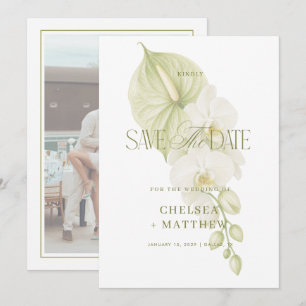Save The Date Mariage Floral d'Anthurium Décoloré