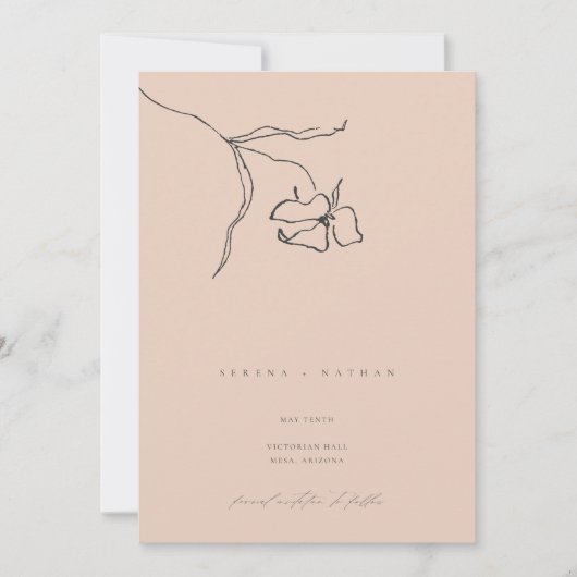 Save The Date Mariage floral d'art fin et délicieux minimal (Devant)