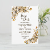Save The Date Mariage Floral d'Automne à l'Aquarelle (Debout devant)