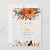 Save The Date Mariage floral d'automne du coucher du soleil (Devant)