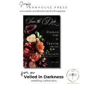 Save The Date Mariage floral d'automne élégant foncé