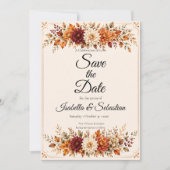 Save The Date Mariage Floral d'Automne Rustique (Devant)